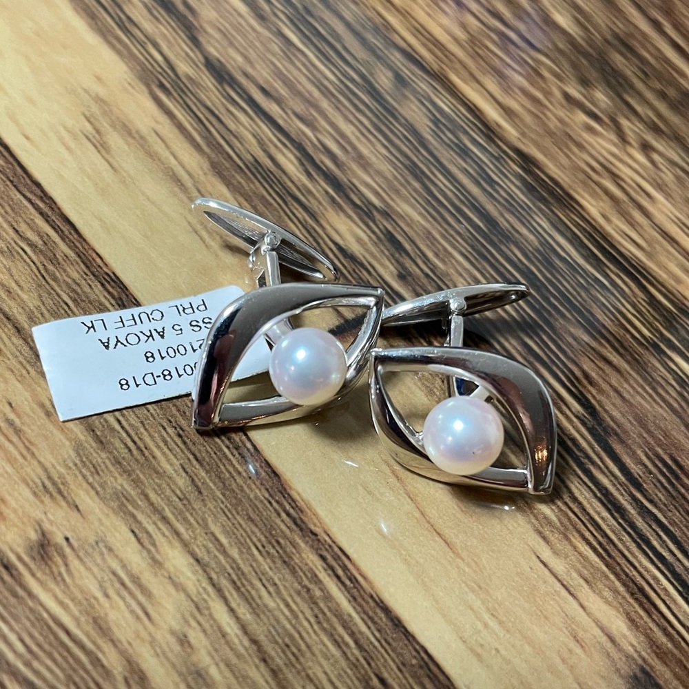 Mikimoto Sterling Silver Cufflinks with Pearl Accent